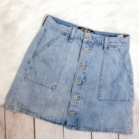 Lucky Brand Denim Skirt Front Button Up 4/27 - Picture 4 of 4